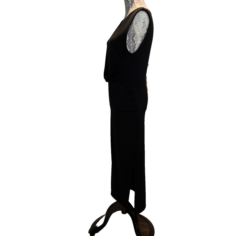 Halston Heritage size Small Black Twist Front Bateau Neck Gown maxi dress - Picture 2 of 12